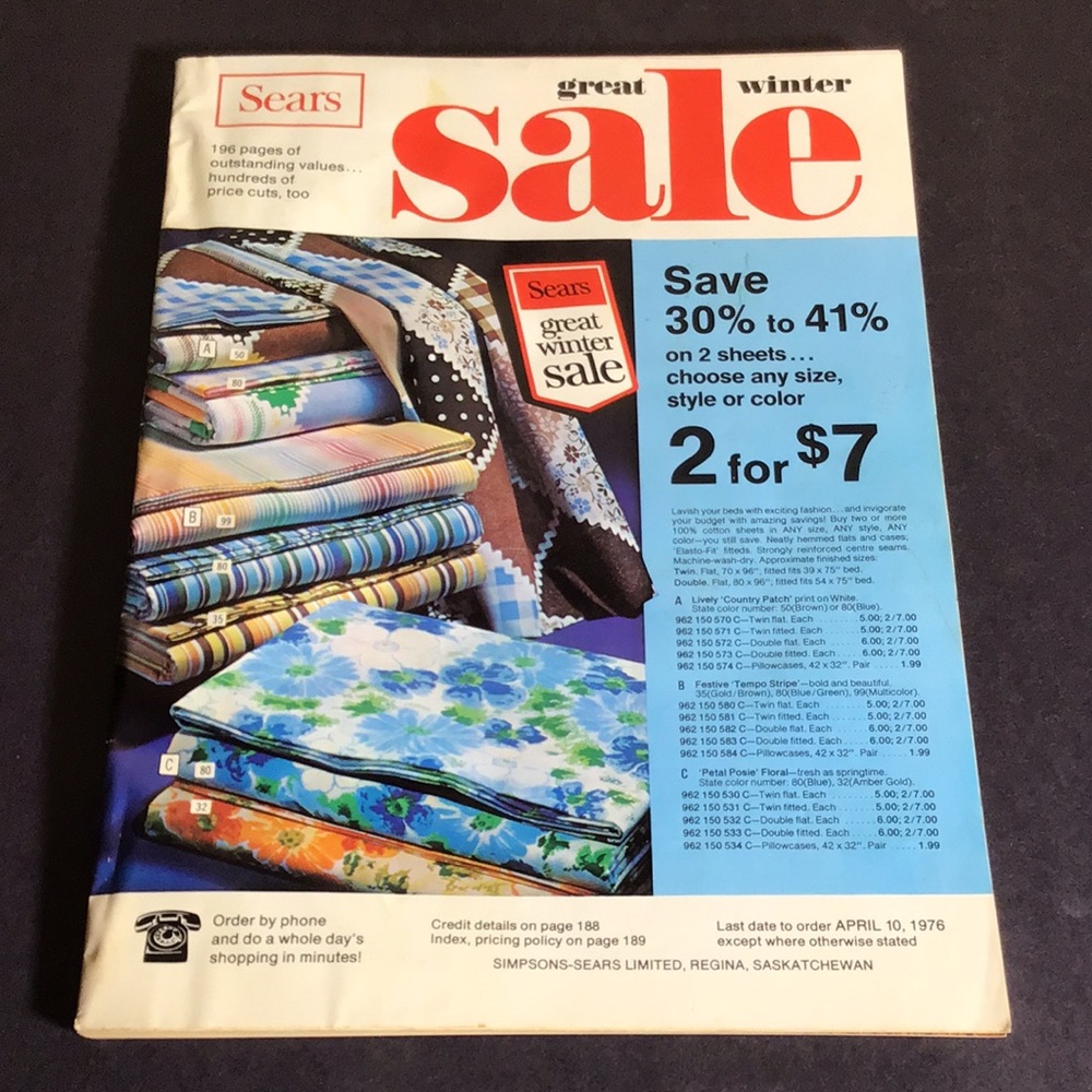 1976 Sears great winter sale catalogue mail out ephemera advertising vintage 70s